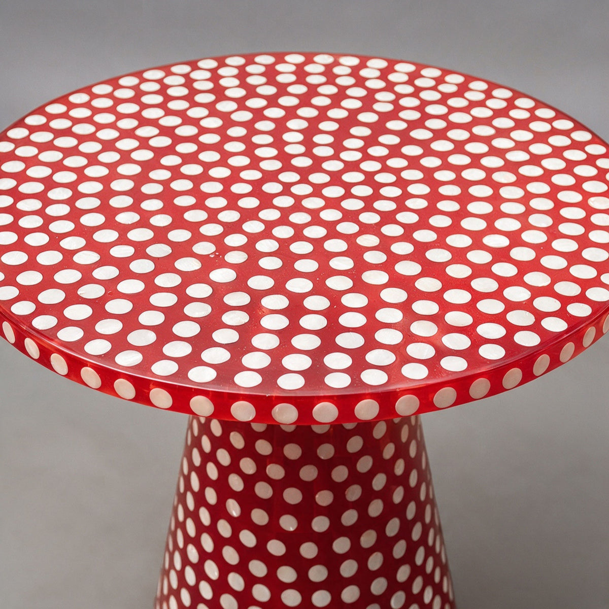 Dotism Polka Dot Round Pedestal Red Dining Table