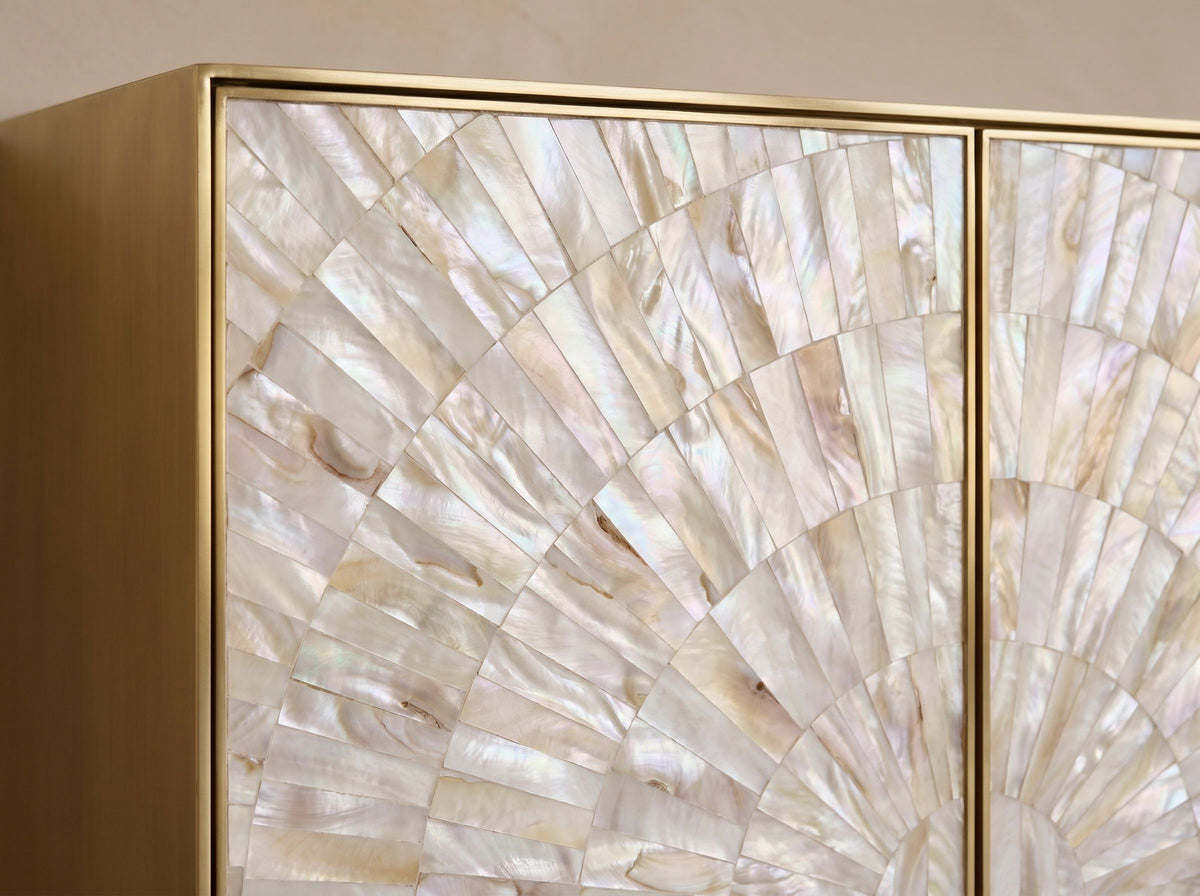 Arcana Mother of Pearl & Brushed Brass Credenza / Media Console