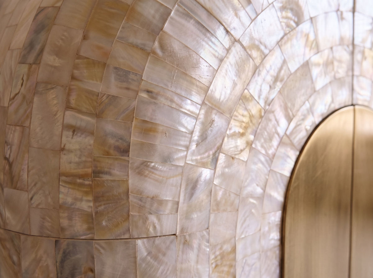 Arcana Mother of Pearl & Brass Bar Cabinet | House of Jaipur