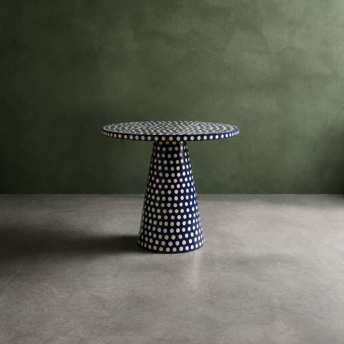 Dotism Polka Dot Round Pedestal Blue Dining Table