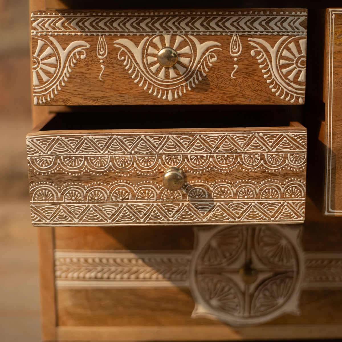 Hina Hand Painted Wooden Six Drawer Chest
