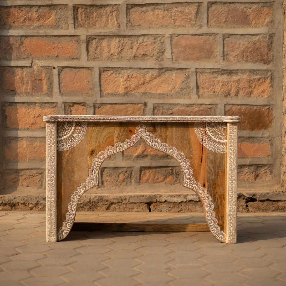 Hina Hand Painted Wooden Arch Console Table