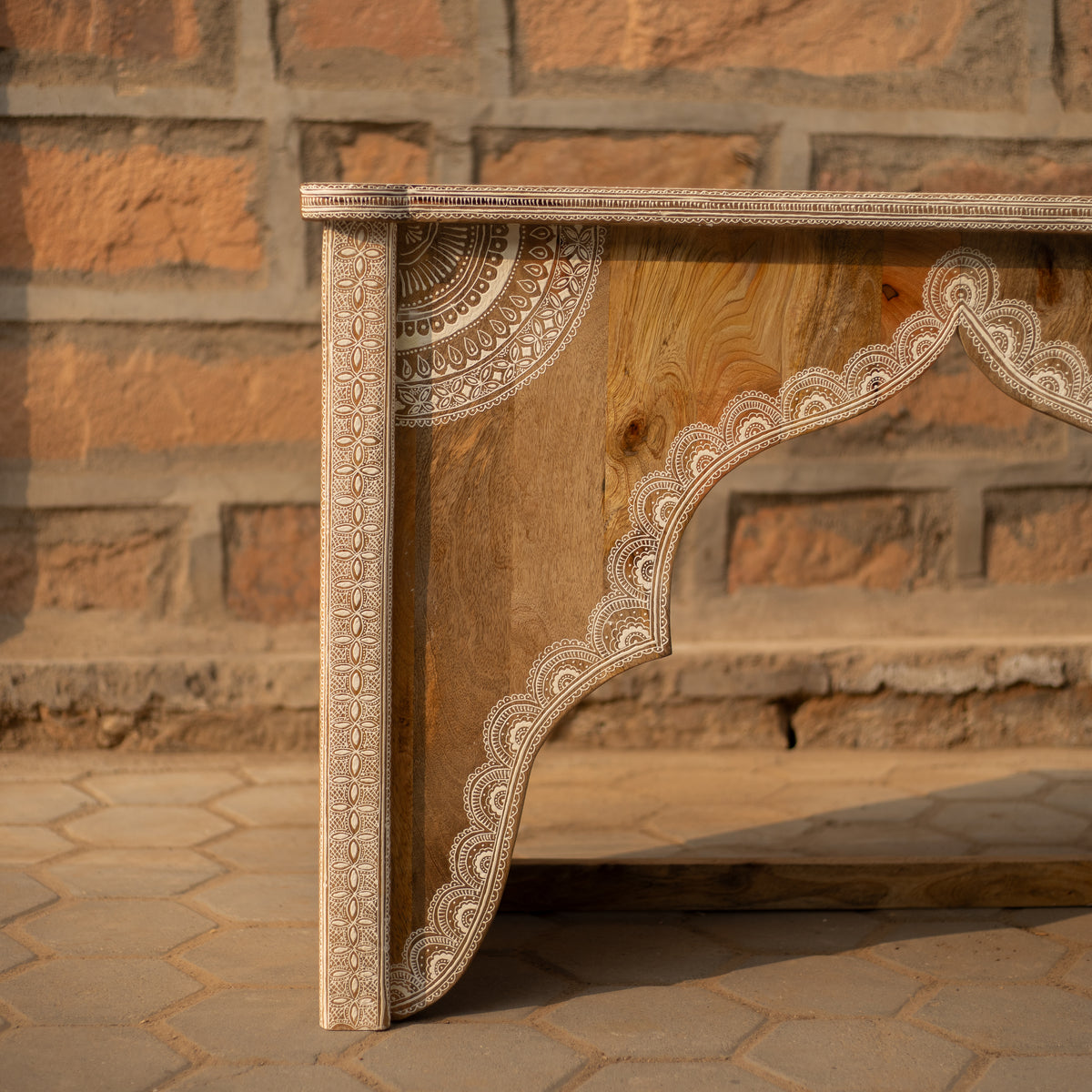 Hina Hand Painted Wooden Arch Console Table