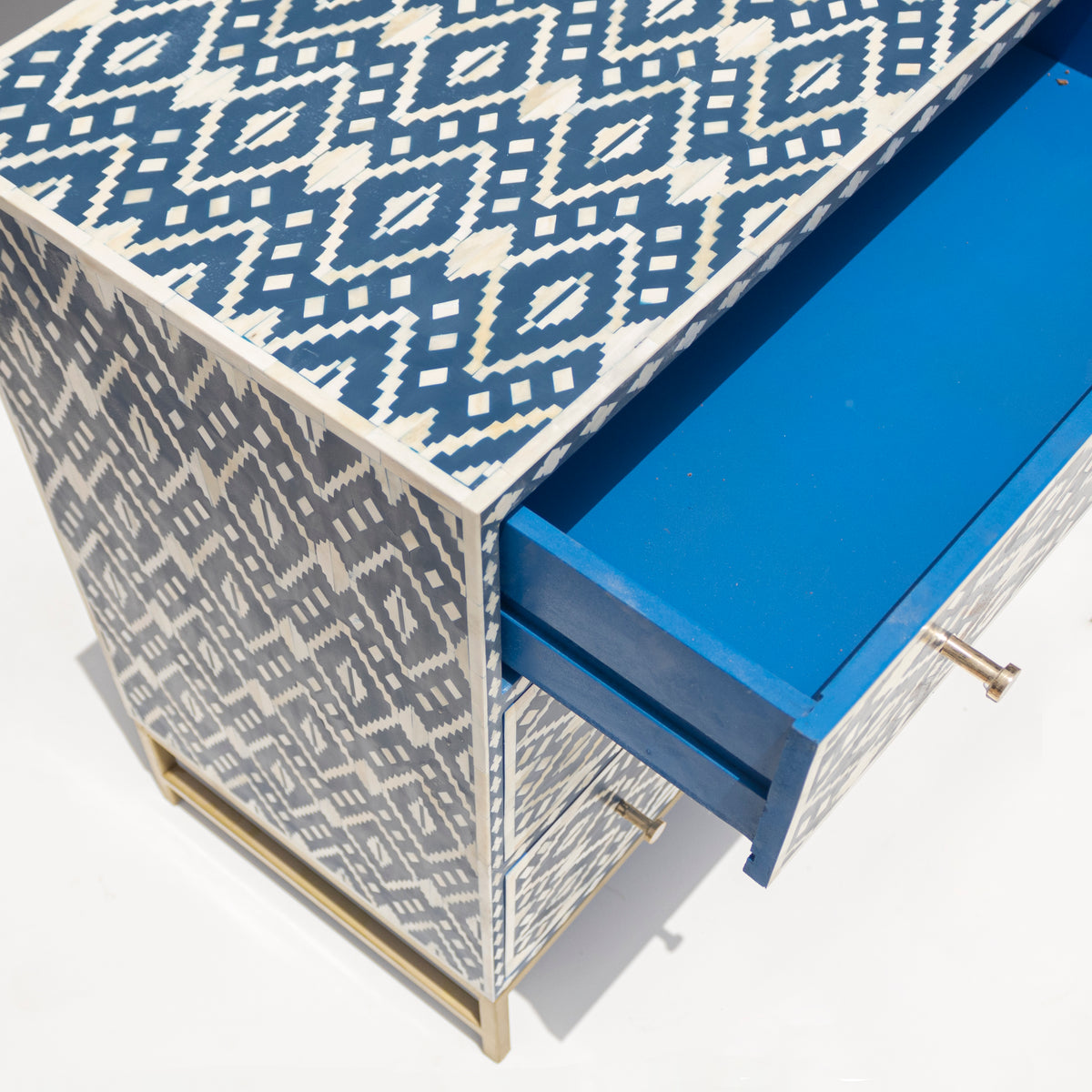 Ikara Ikat Inlay Six-Drawer Dresser - Midnight Blue