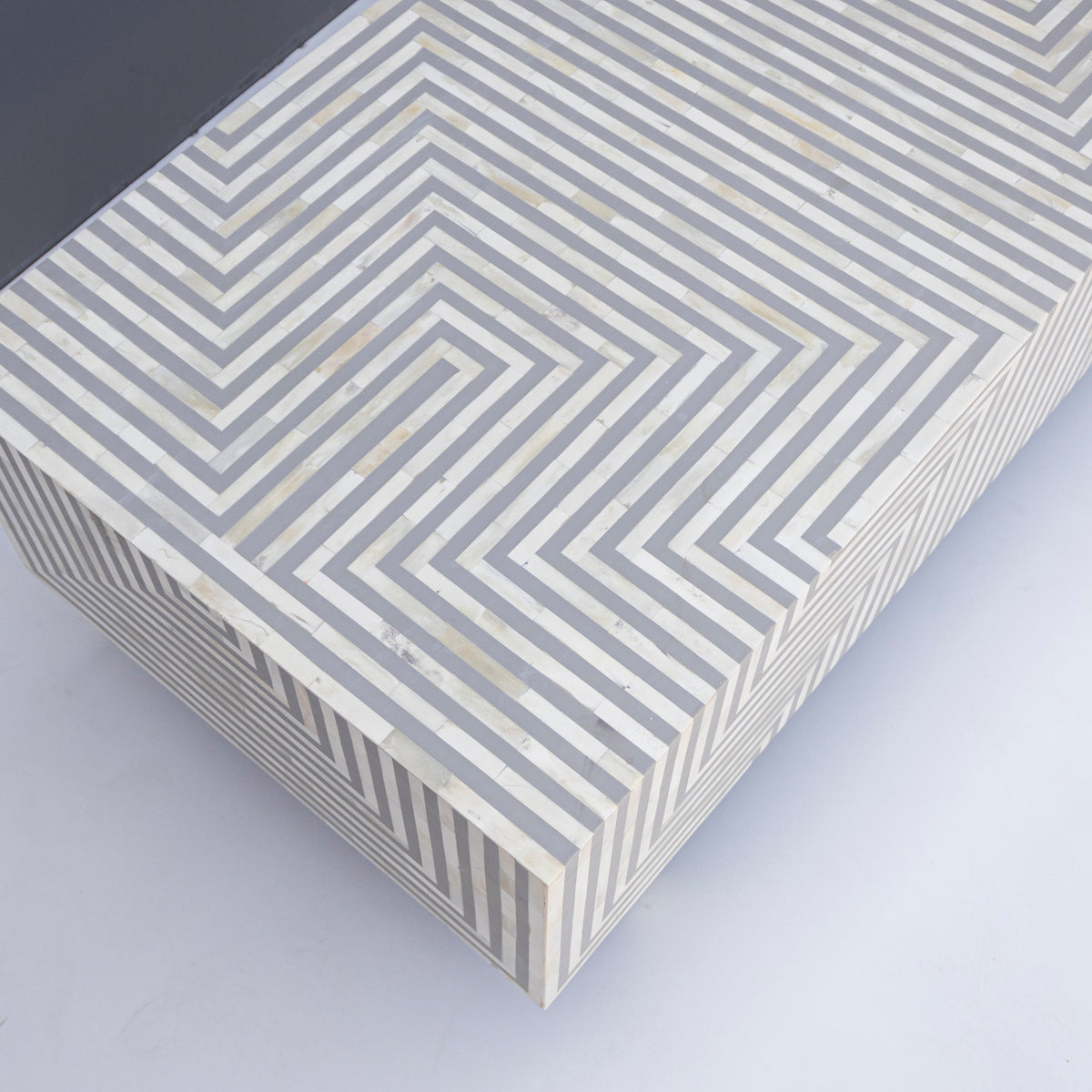 Riga Geometric Inlay Coffee Table – Grey & White
