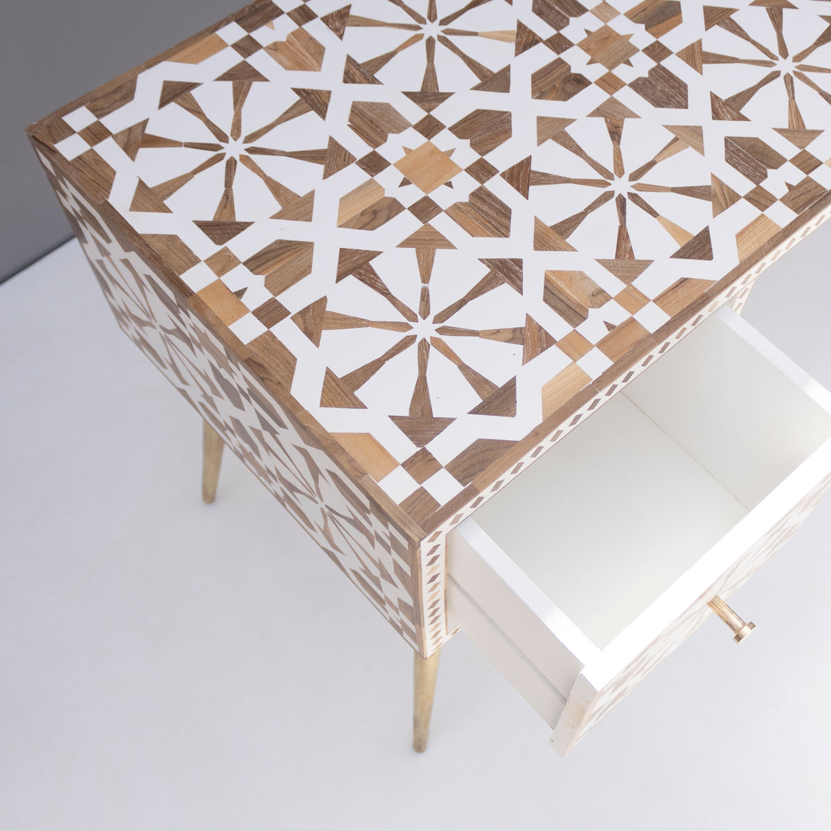Moroccan Teak Wood Inlay Writing Desk