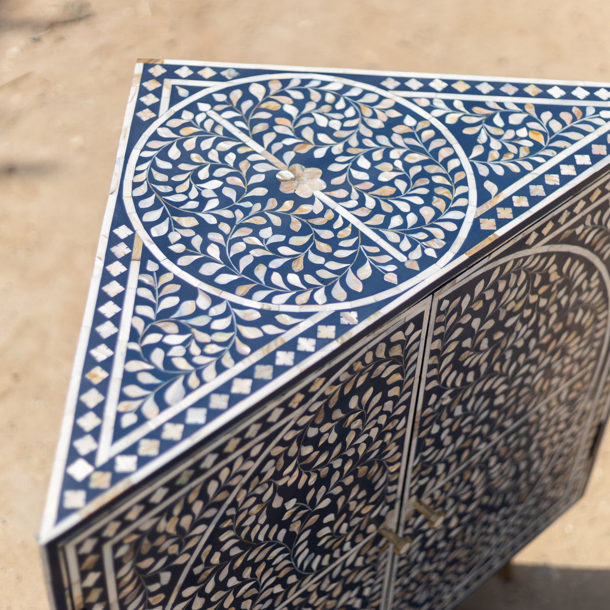 Arabesque Mother of Pearl Inlay Tea Corner Cabinet