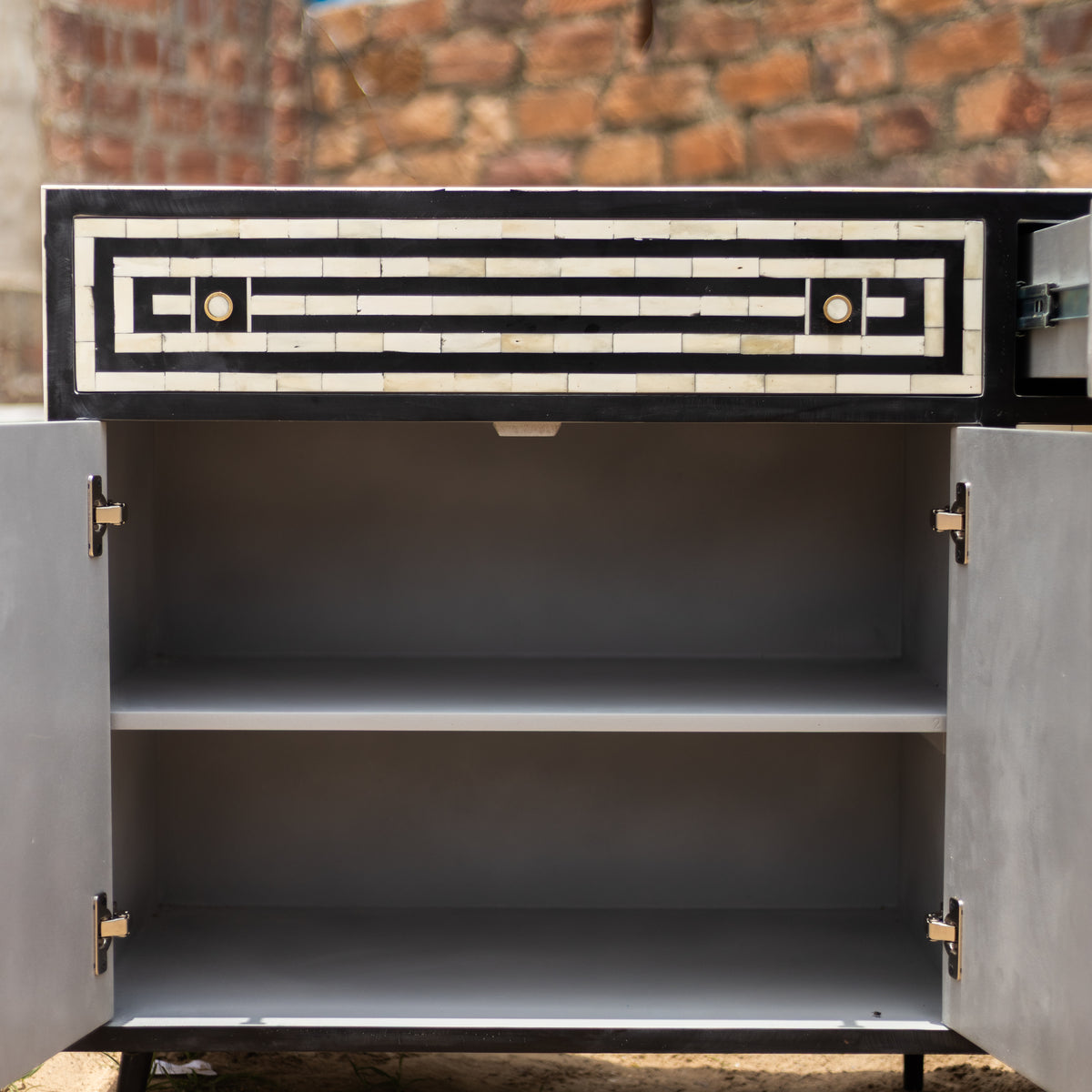 Eli Art Deco Optical Bone Inlay Buffet