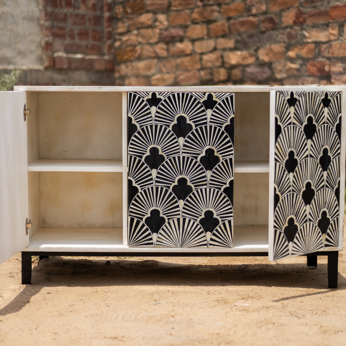 Art Deco Fan Pattern Inlay Sideboard