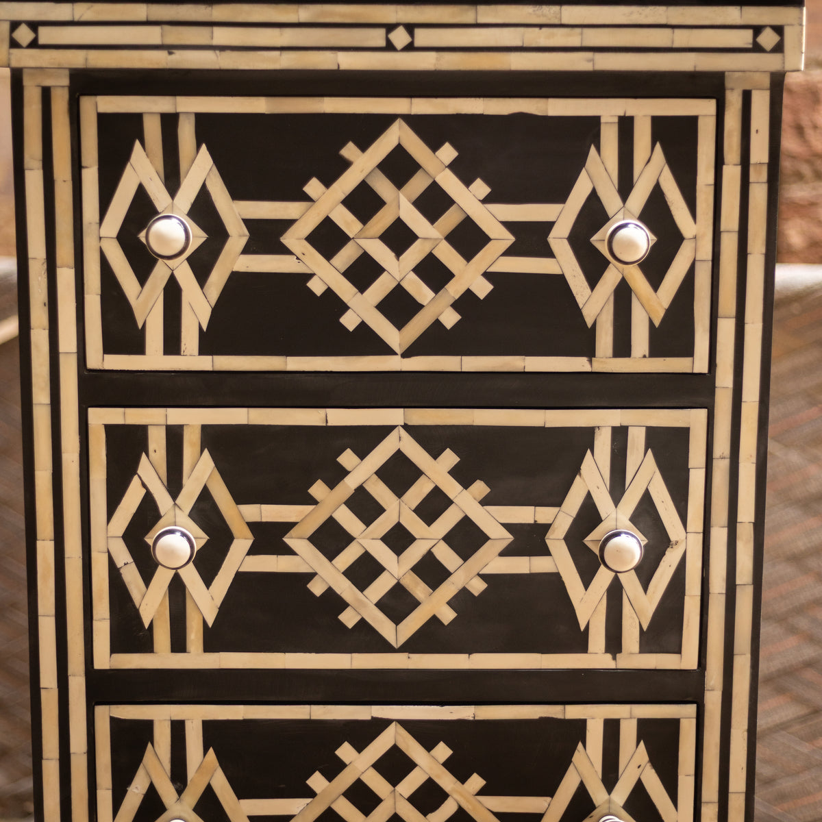 Azmara Inlay Four-Drawer Tallboy – Black