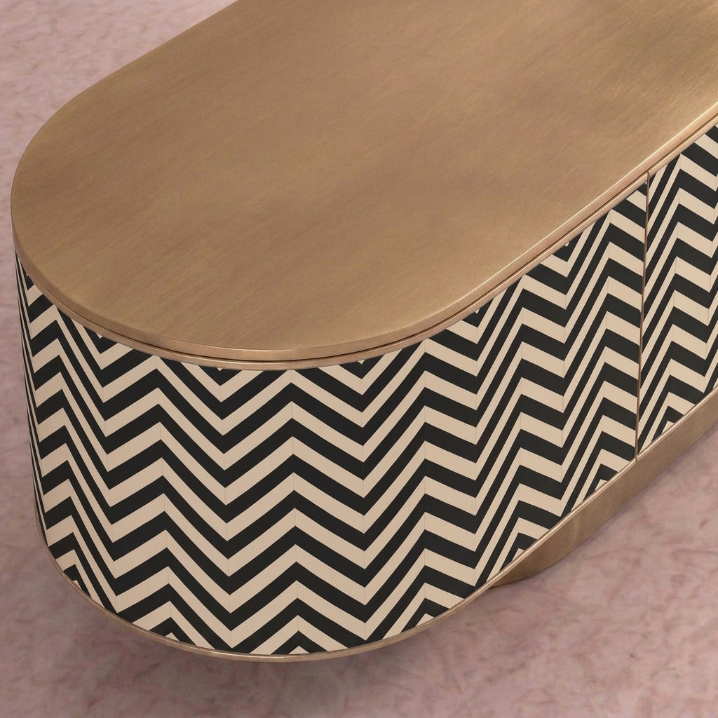 Veyra Chevron Inlay Media Console - Black