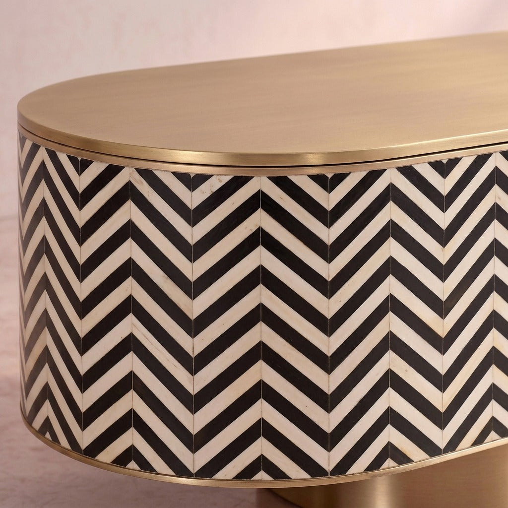Veyra Chevron Inlay Media Console - Black