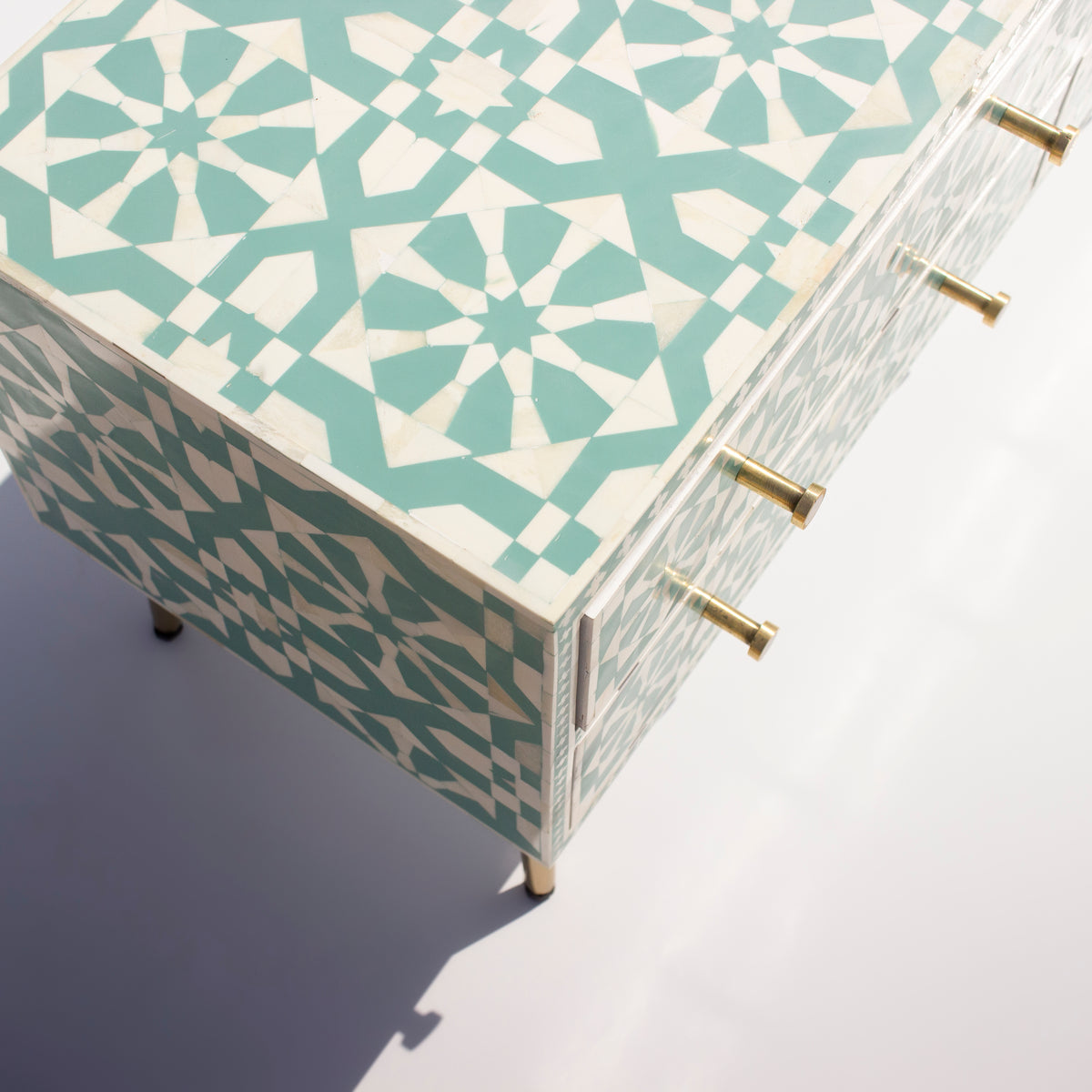 Moroccan Bone Inlay Six-Drawer Media Console