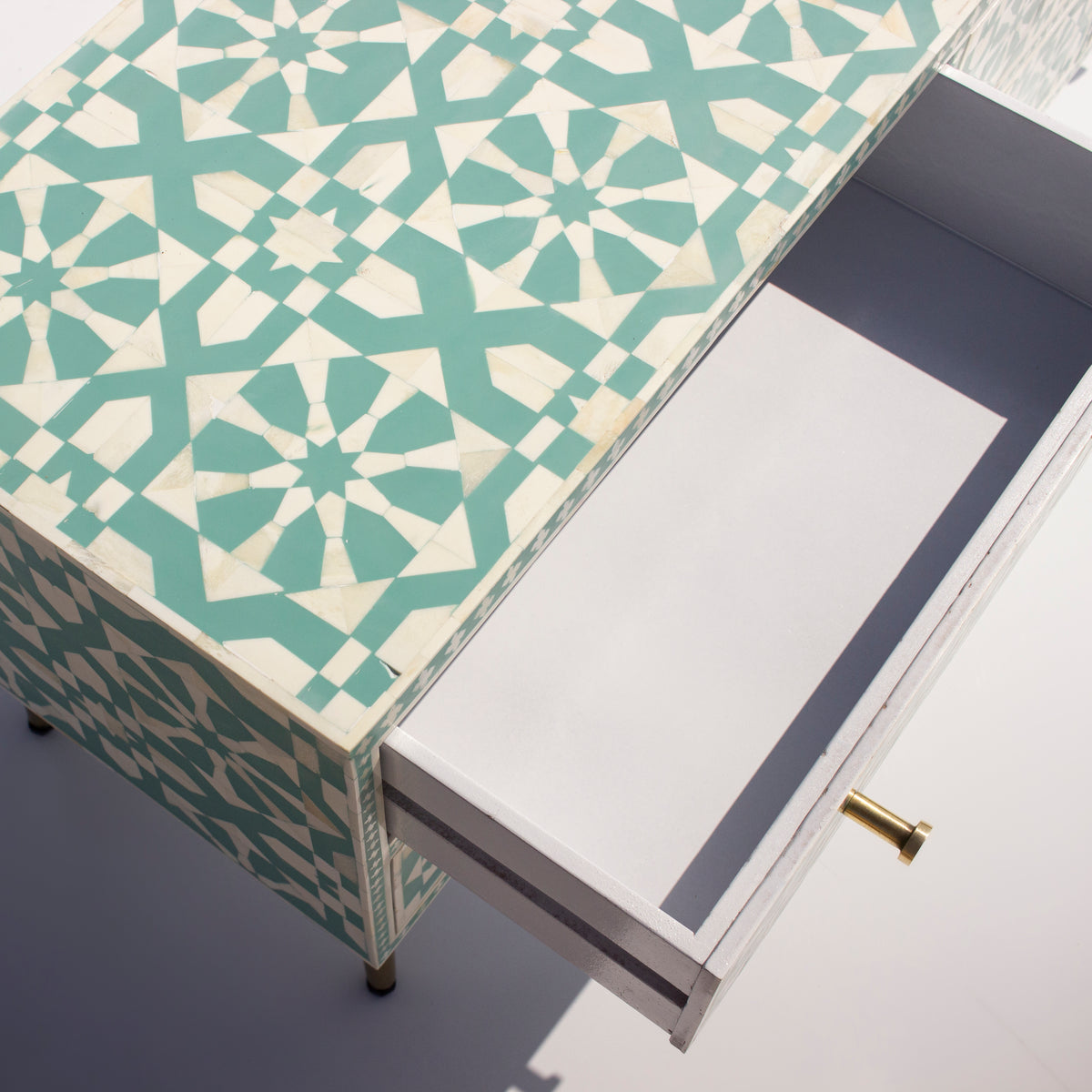 Moroccan Bone Inlay Six-Drawer Media Console