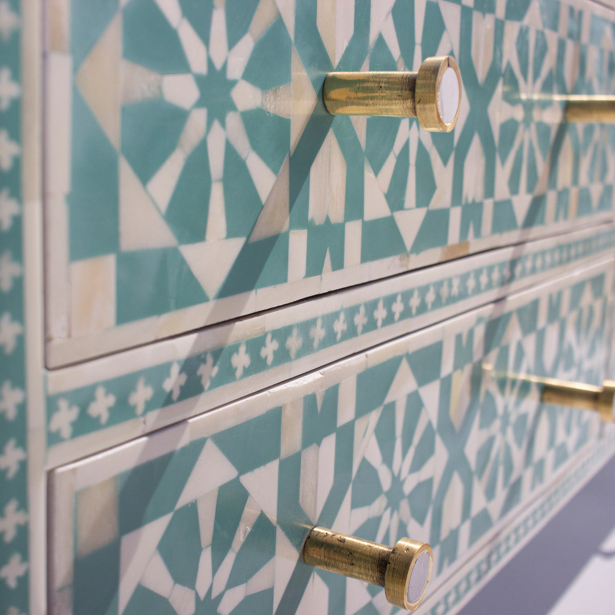 Moroccan Bone Inlay Six-Drawer Media Console