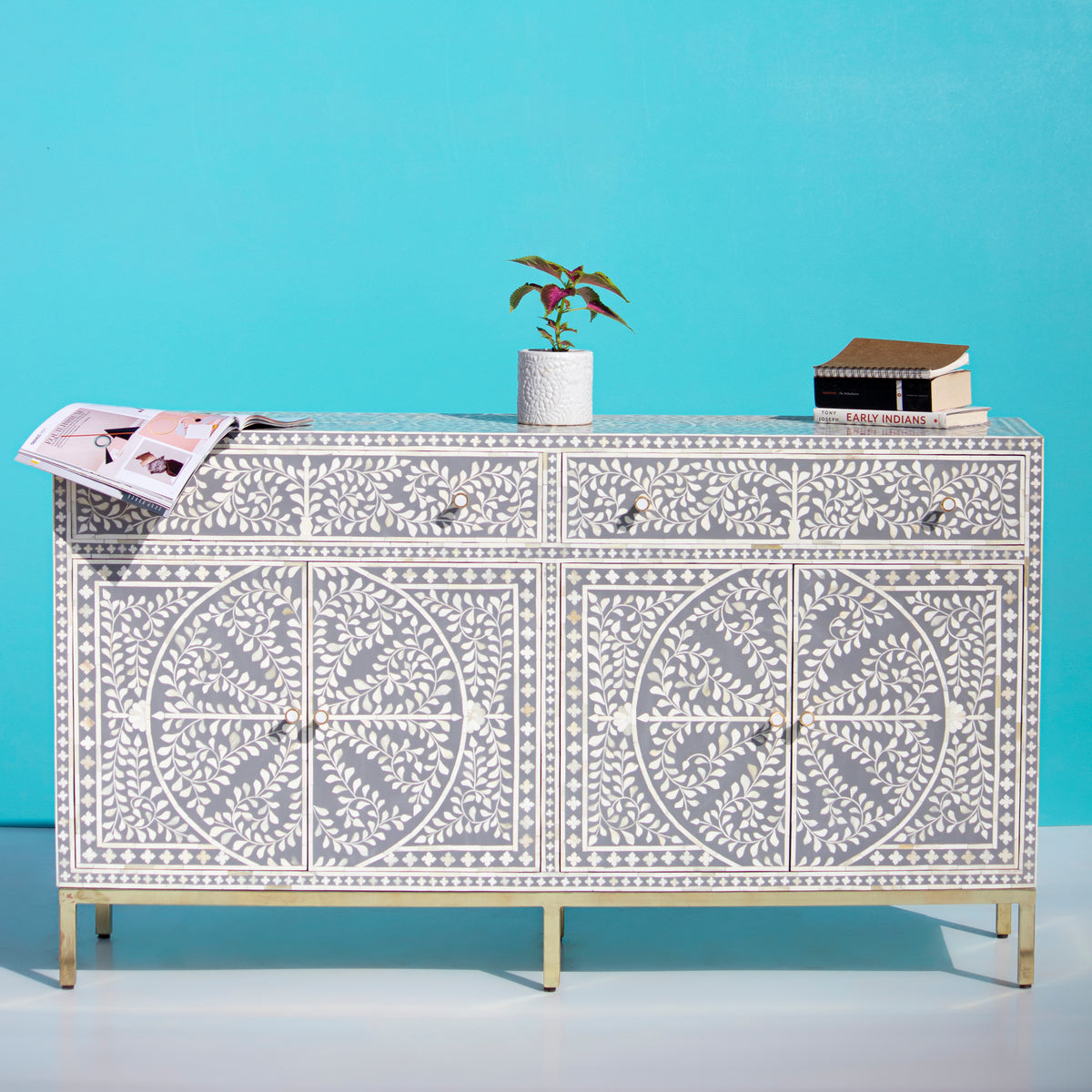Arabesque Inlay Buffet - Grey