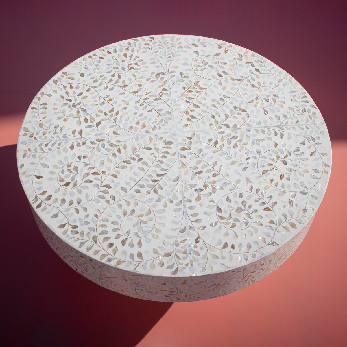 Arabesque Mother of Pearl Inlay Round Coffee Table
