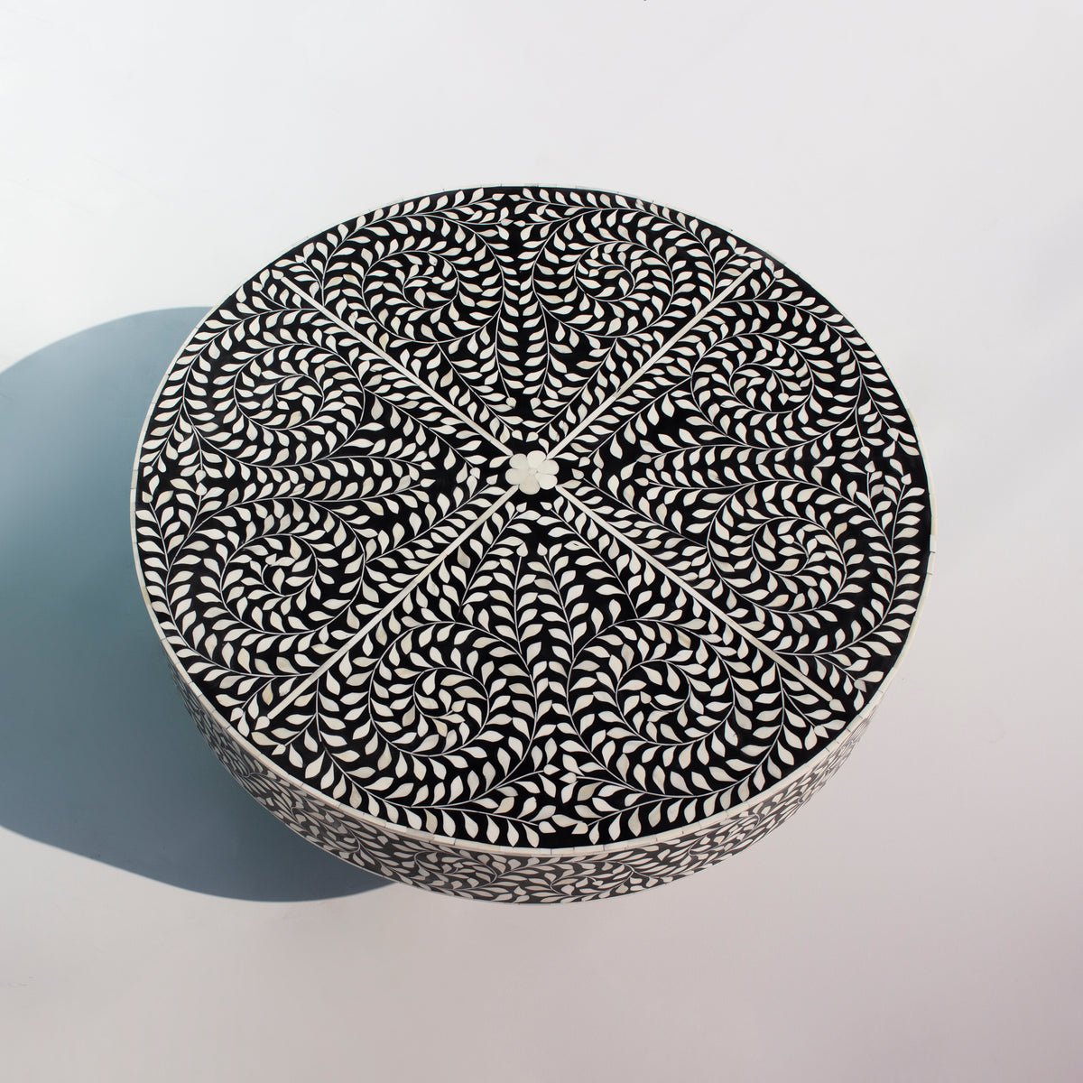 Arabesque Round Bone Inlay Coffee Table - Black