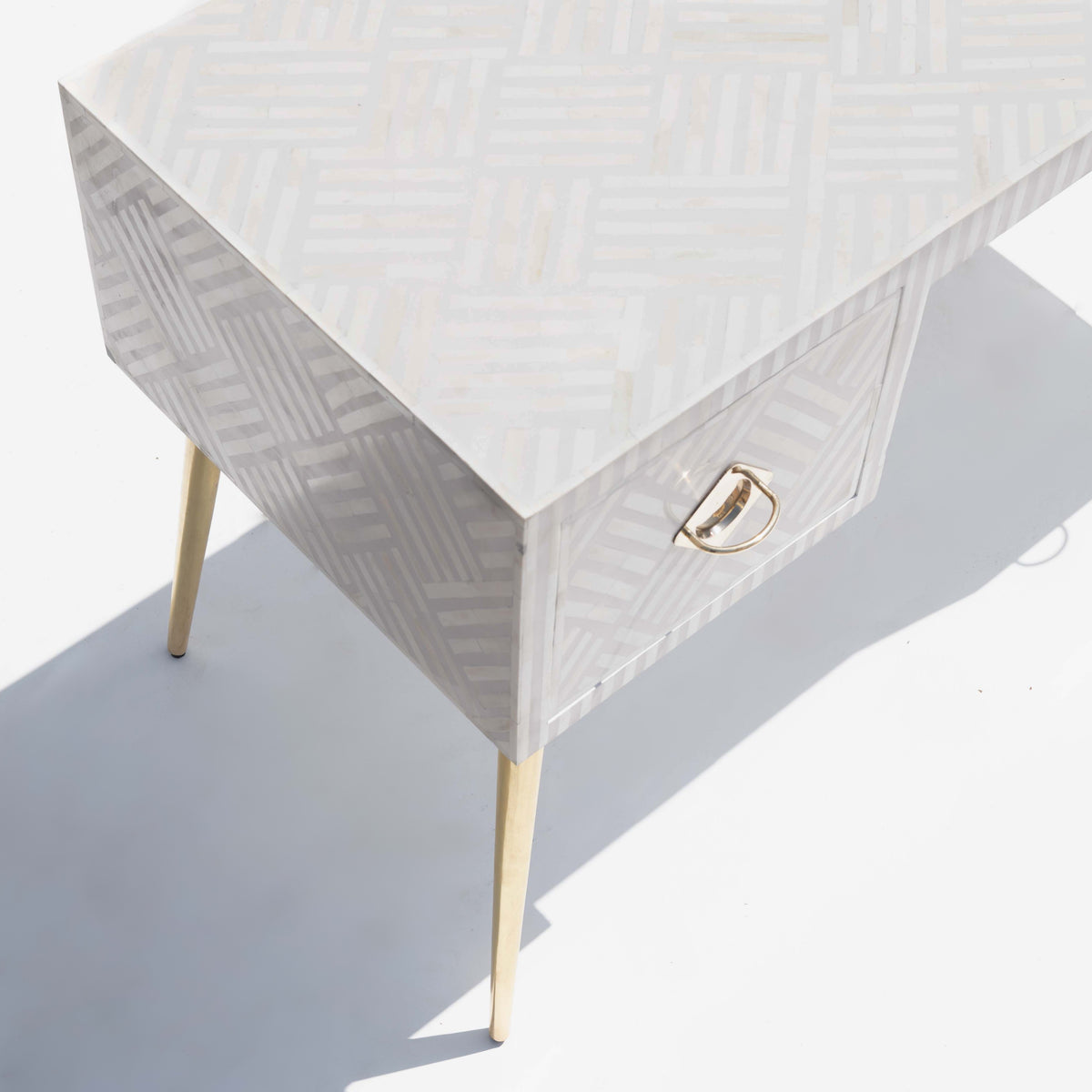 Entwine Inlay White Writing Desk