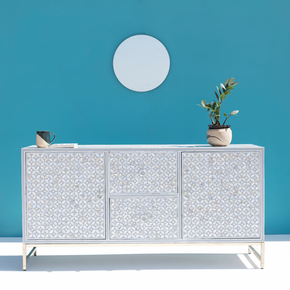 Tessera Mother of Pearl Geometric Media Console
