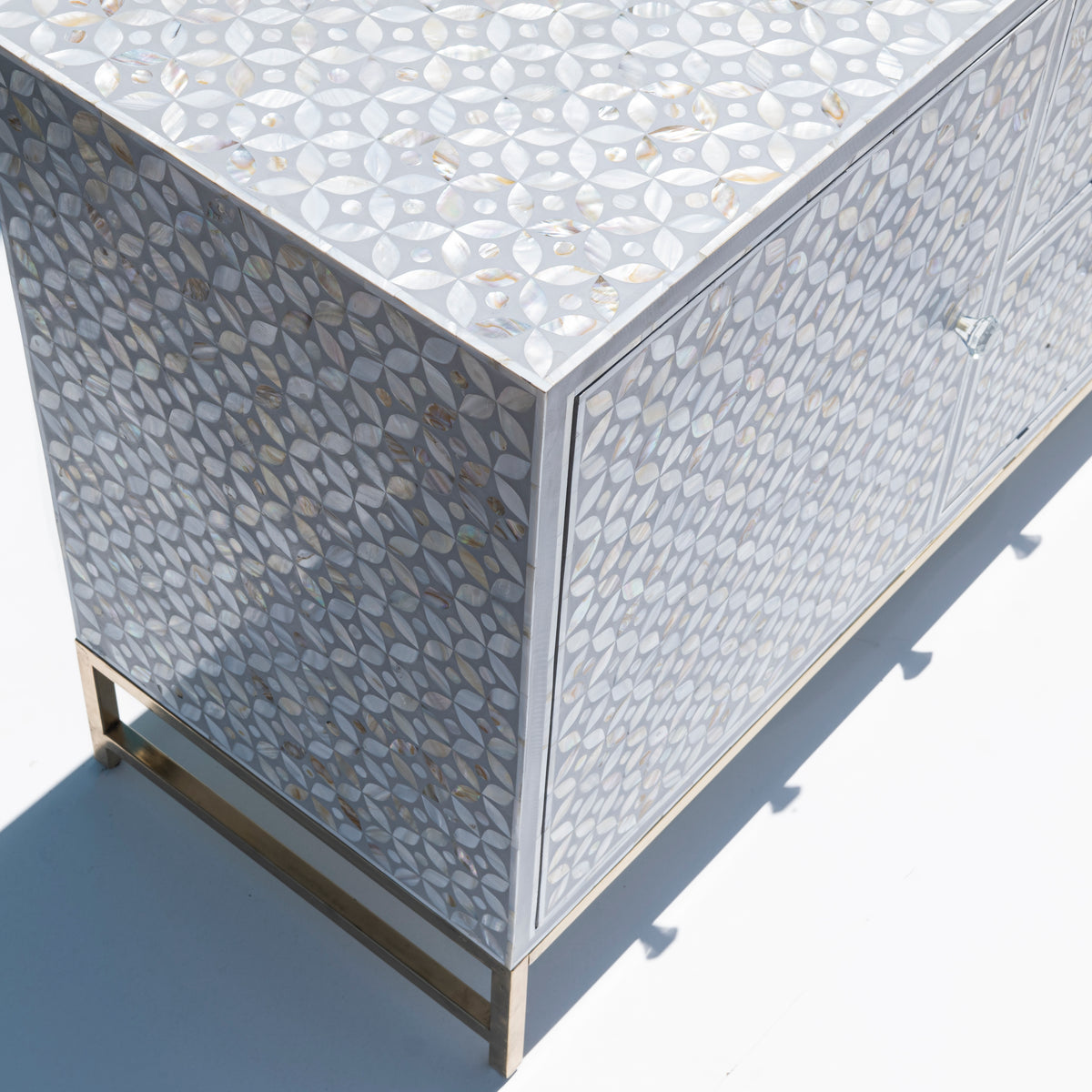 Tessera Mother of Pearl Geometric Media Console