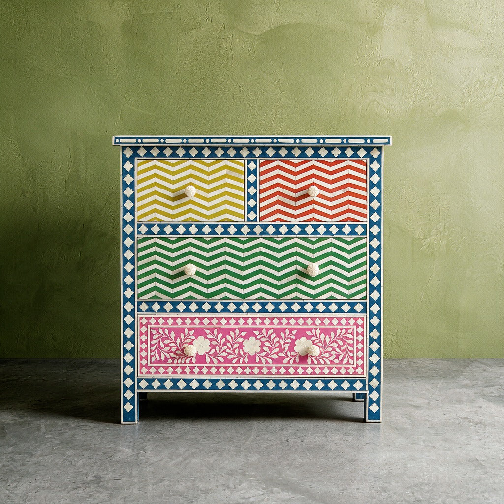 Veyra Inlay Four-Drawer Chest - Rainbow