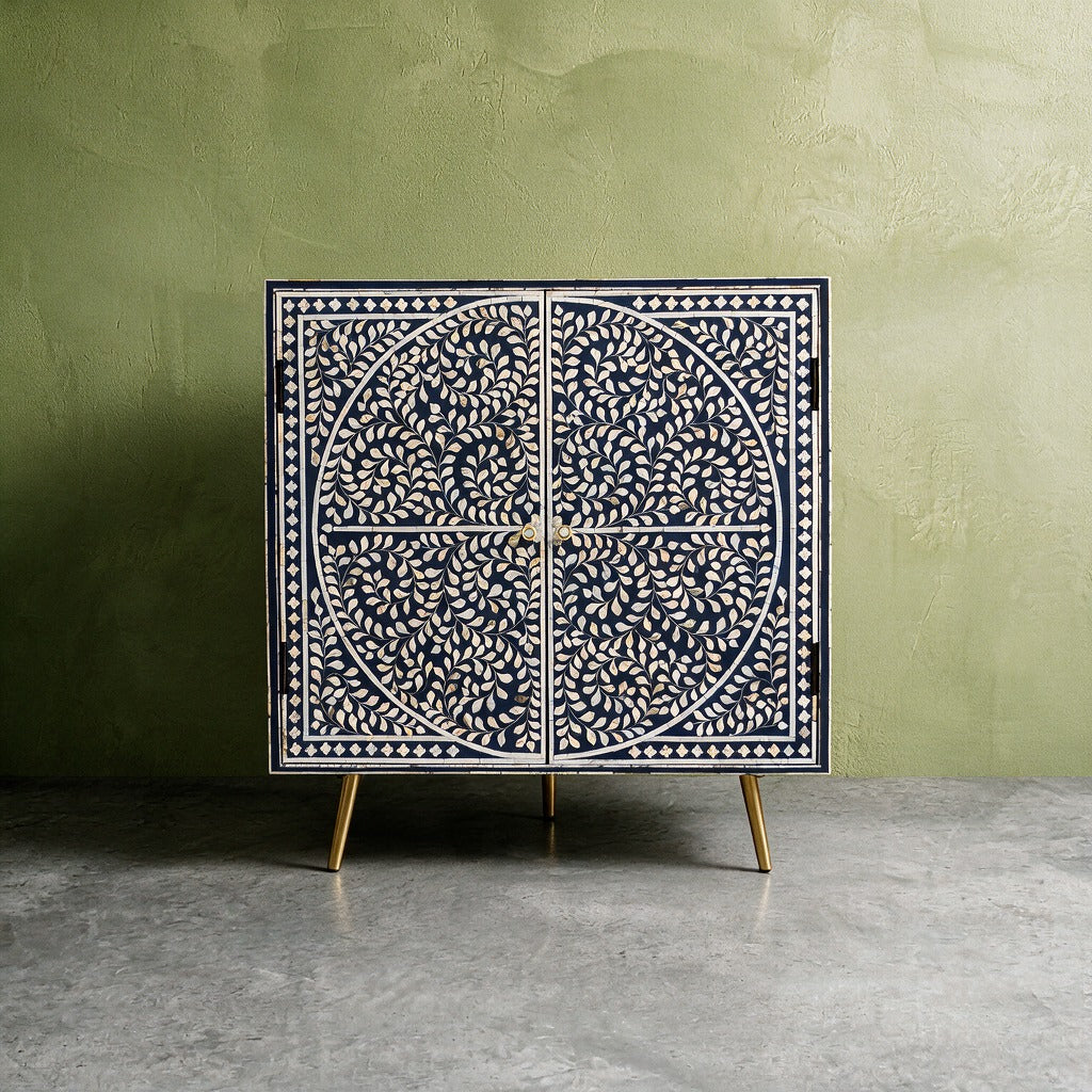 Arabesque Mother of Pearl Inlay Tea Corner Cabinet