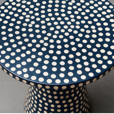 Dotism Polka Dot Round Pedestal Blue Dining Table