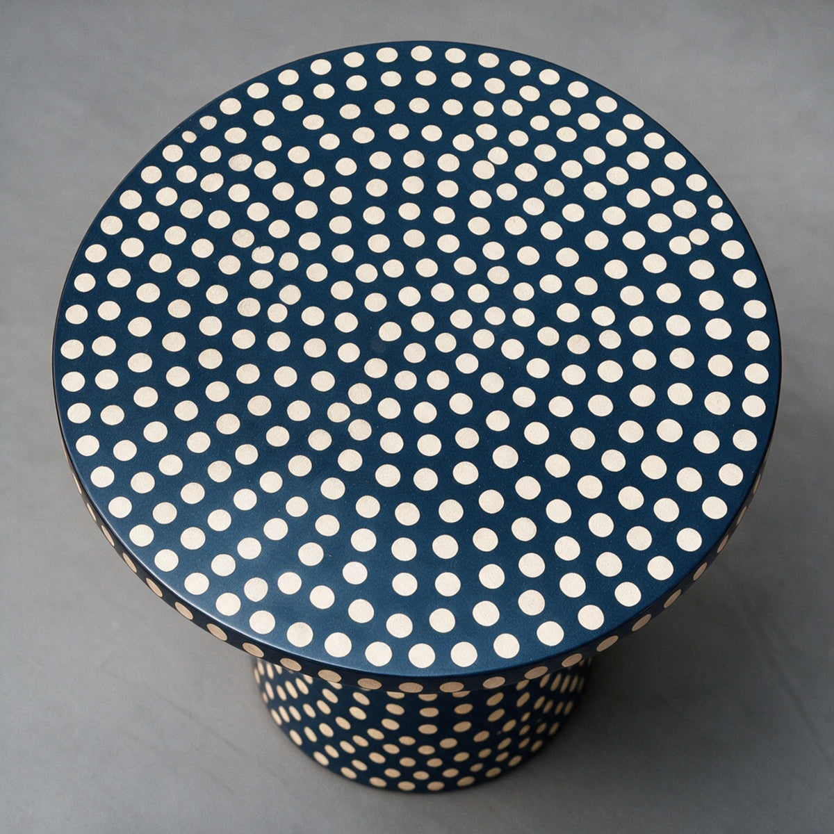 Dotism Polka Dot Round Pedestal Blue Dining Table