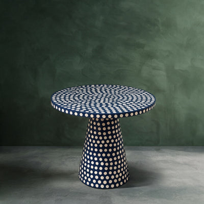 Dotism Polka Dot Round Pedestal Blue Dining Table