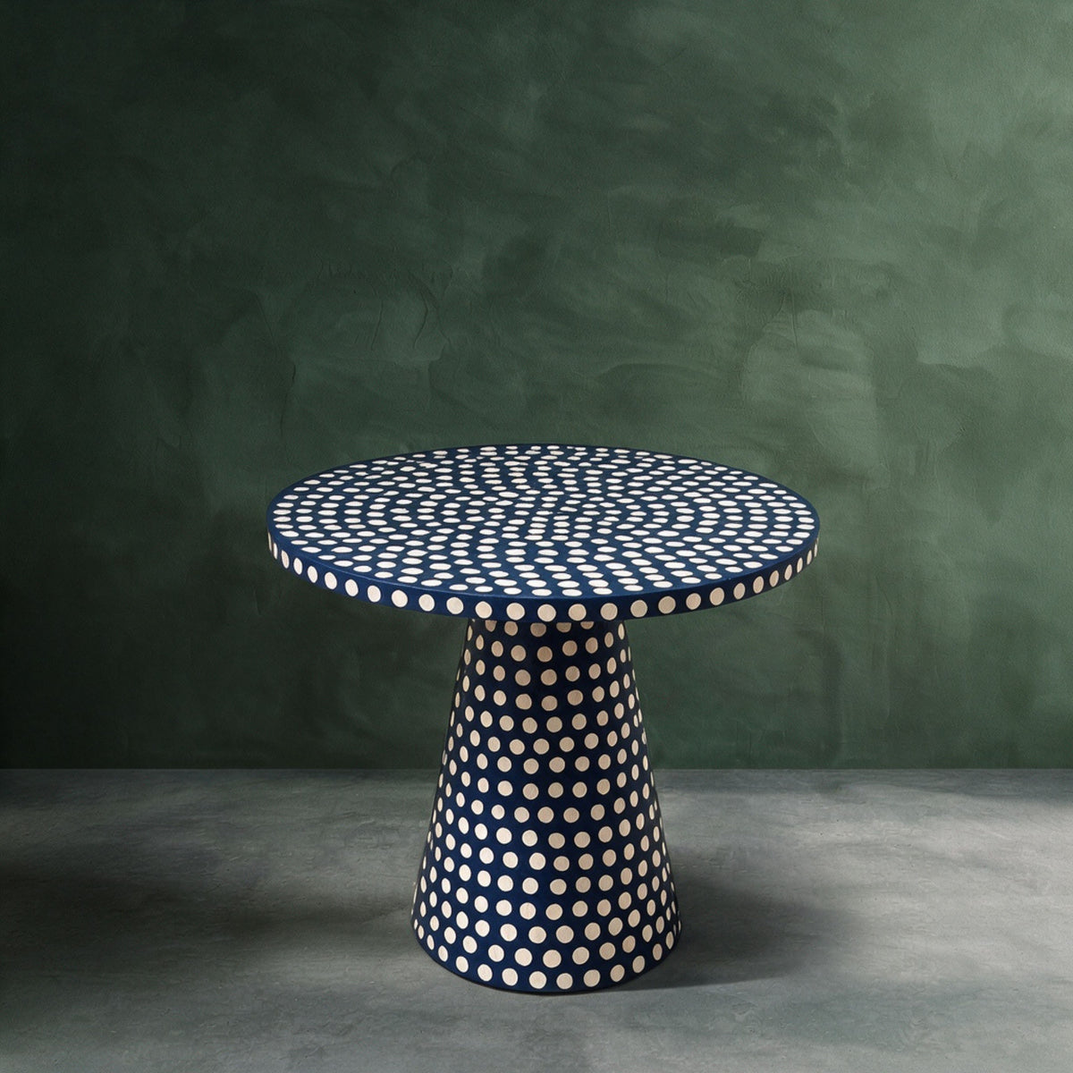 Dotism Polka Dot Round Pedestal Blue Dining Table