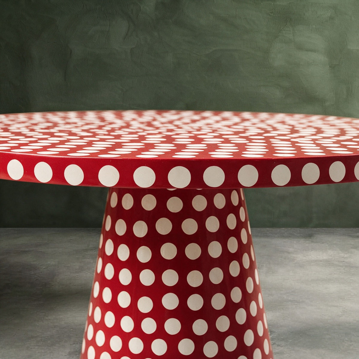 Dotism Polka Dot Round Pedestal Red Dining Table
