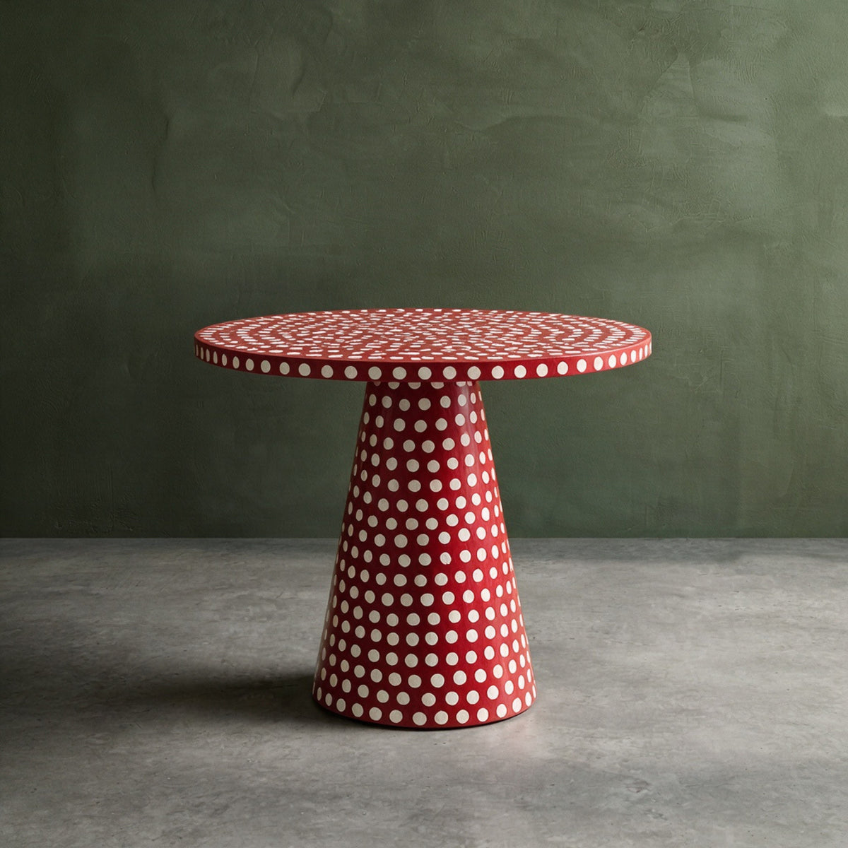 Dotism Polka Dot Round Pedestal Red Dining Table