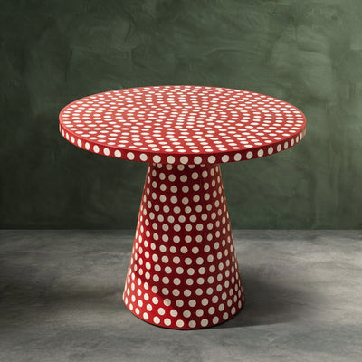 Dotism Polka Dot Round Pedestal Red Dining Table