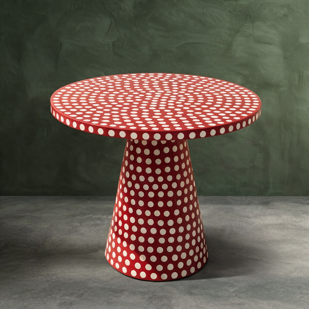 Dotism Polka Dot Round Pedestal Red Dining Table
