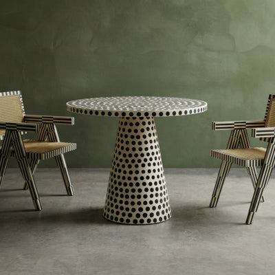 Dotism Polka Dot Round Pedestal Red Dining Table