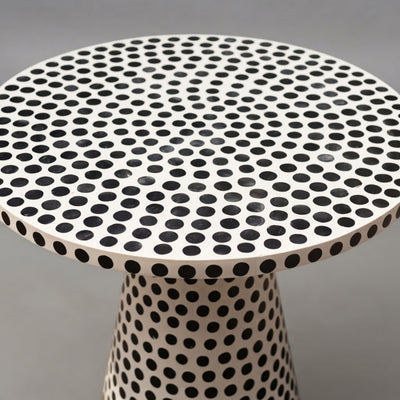 Dotism Polka Dot Round Pedestal Black and White Dining Table