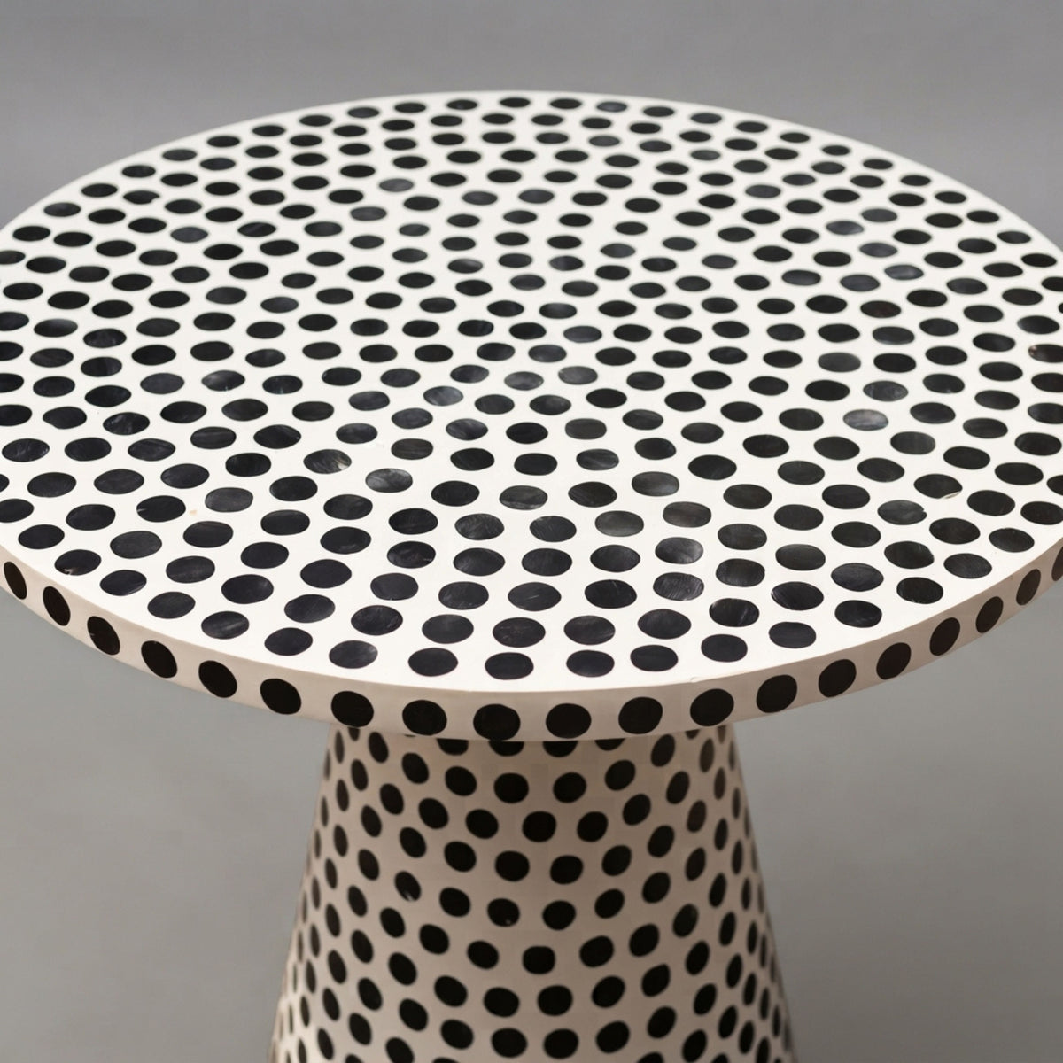 Dotism Polka Dot Round Pedestal Black and White Dining Table