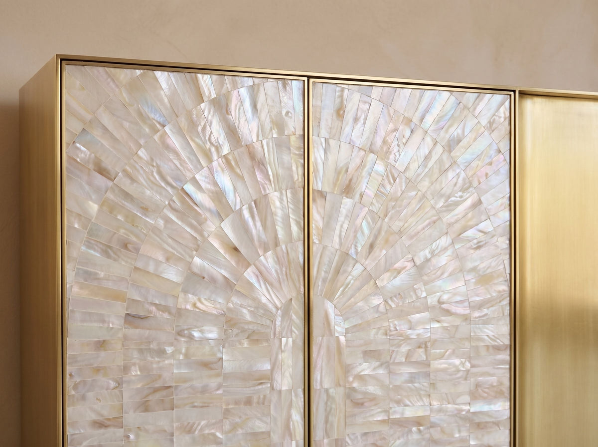Arcana Mother of Pearl & Brushed Brass Credenza / Media Console