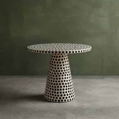 Dotism Polka Dot Round Pedestal Black and White Dining Table