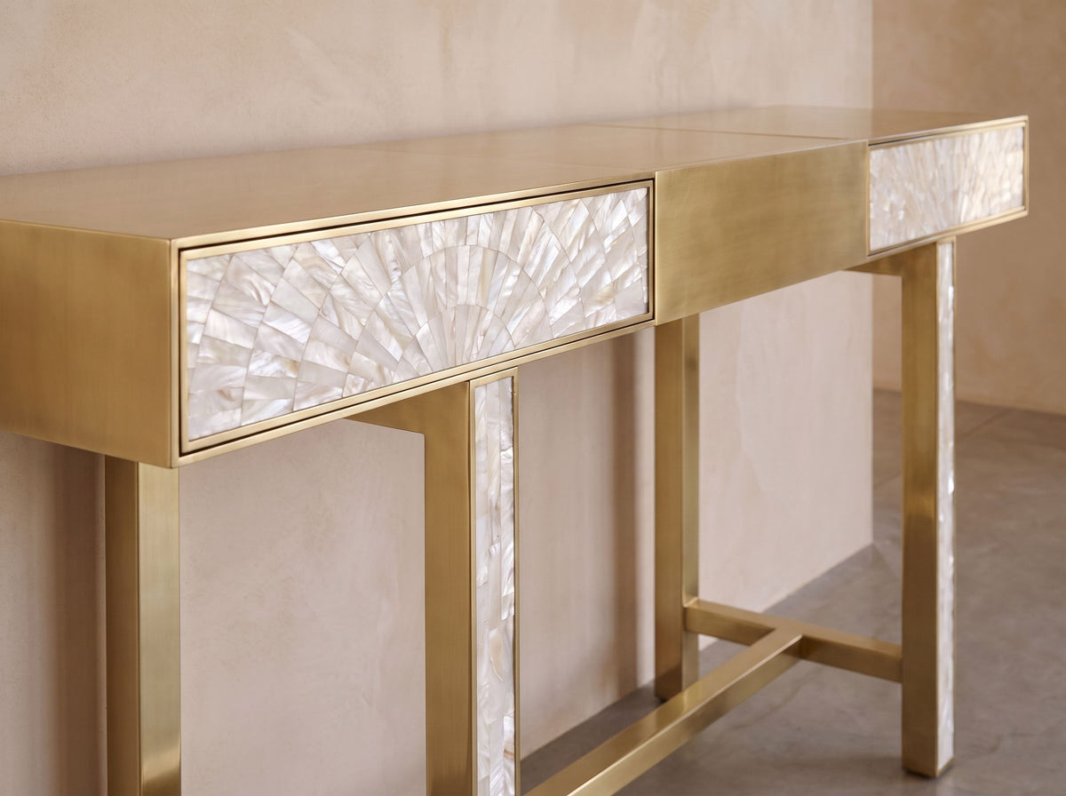 Arcana Mother of Pearl & Brushed Brass Console Table