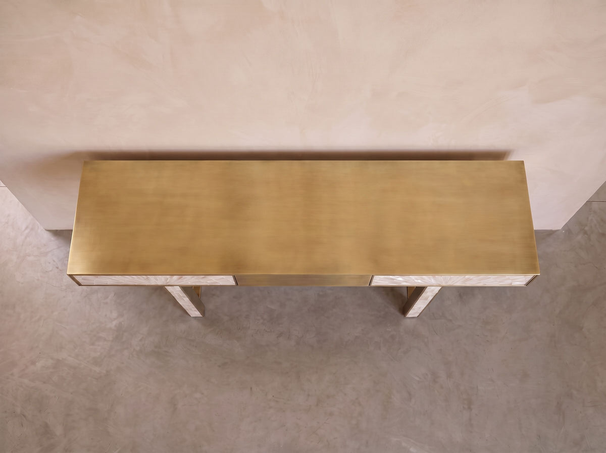 Arcana Mother of Pearl & Brushed Brass Console Table