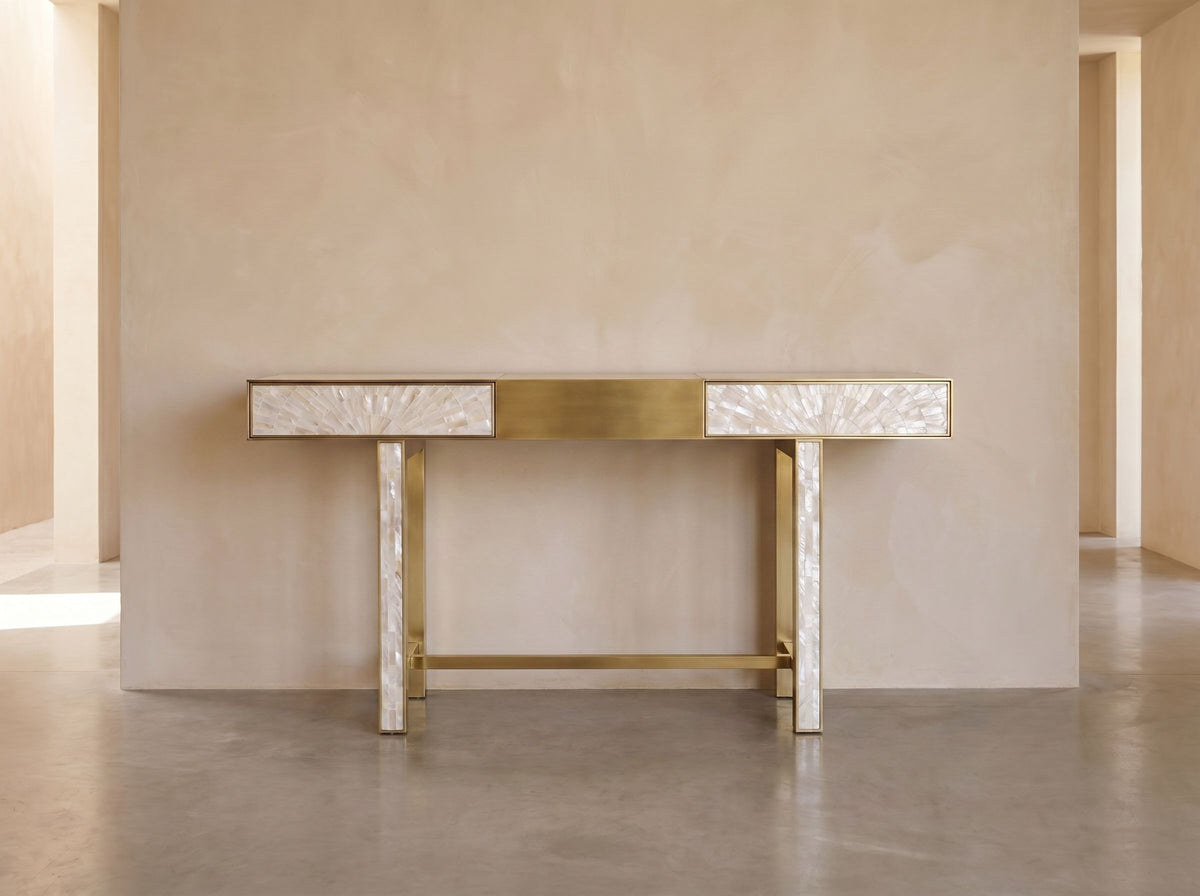 Arcana Mother of Pearl & Brushed Brass Console Table