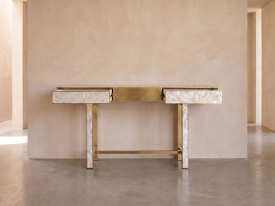 Arcana Mother of Pearl & Brushed Brass Console Table