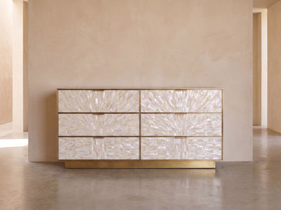 Arcana Mother of Pearl & Brushed Brass Six Drawer Dresser