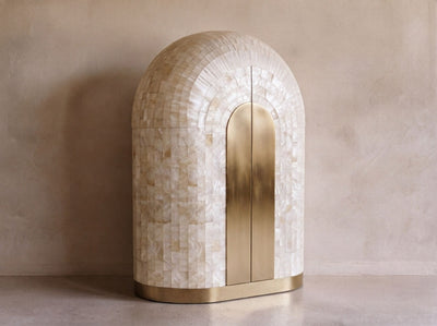 Arcana Mother of Pearl & Brass Bar Cabinet | House of Jaipur