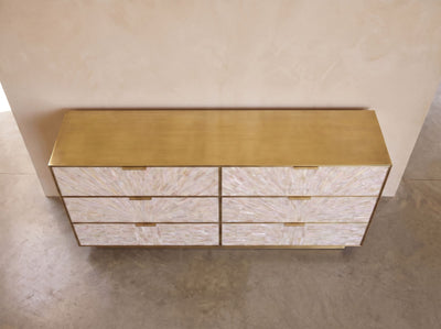 Arcana Mother of Pearl & Brushed Brass Six Drawer Dresser