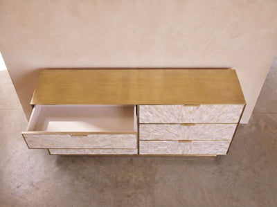 Arcana Mother of Pearl & Brushed Brass Six Drawer Dresser