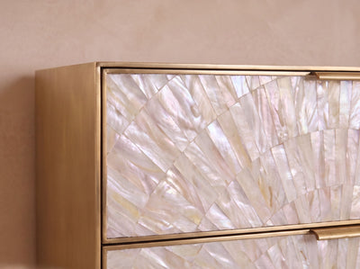 Arcana Mother of Pearl & Brushed Brass Six Drawer Dresser