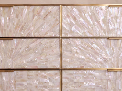 Arcana Mother of Pearl & Brushed Brass Six Drawer Dresser